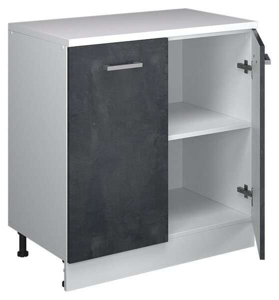 Kuchyňská skříňka pod šikmou střechu Vicco R-Line Černý beton 80 cm bez šikminy se 2 dveřmi, Model 61822