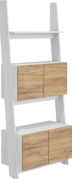 Regál se skříňkou 80 cm 2 Raul (bílá + craft zlatý)