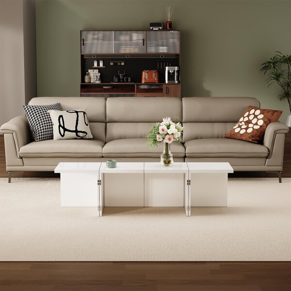 Konferenční stolek DIY 81 x 81 x 40 cm, lesklá deska, volně kombinovatelný, moderní a jednoduchý styl - bílý