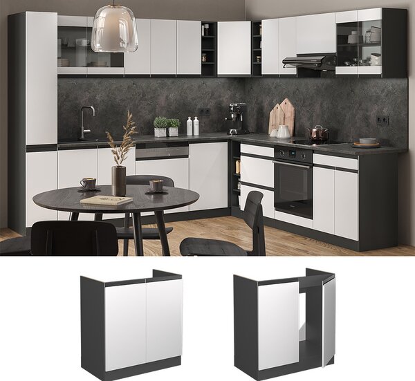 Skříňka pod dřez Vicco R-Line Bílá 80 cm Tvar J, bez pracovní desky, Model 39722