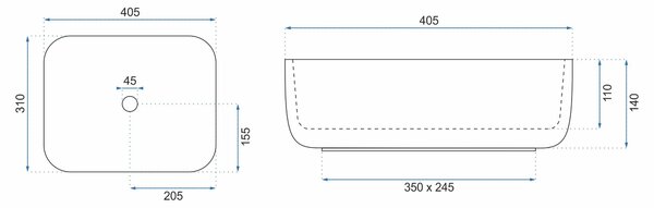 Rea Demi Mini, umyvadlo na desku 400x305x140 mm, bílá, REA-U5064