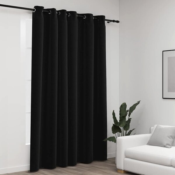 Zatemňovací závěs s kroužky vzhled lnu antracitová 290x245 cm 321163