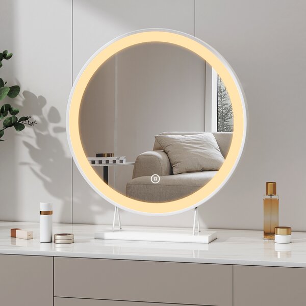 Kosmetické zrcadlo Heilmetz LED, kulaté (průměr 48 cm), s osvětlením a 3 možnostmi barevného podání