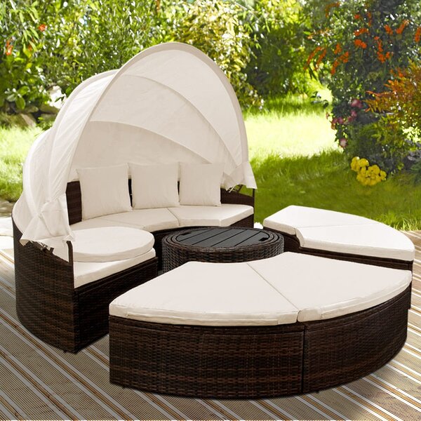 Deuba Ratanová zahradní postel LAZY - hnědá 186 cm