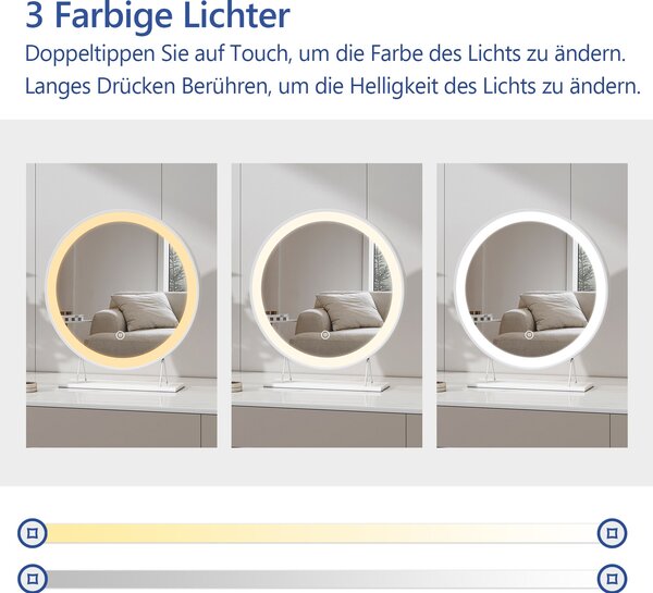 Kosmetické zrcadlo Heilmetz LED, kulaté (průměr 48 cm), s osvětlením a 3 možnostmi barevného podání