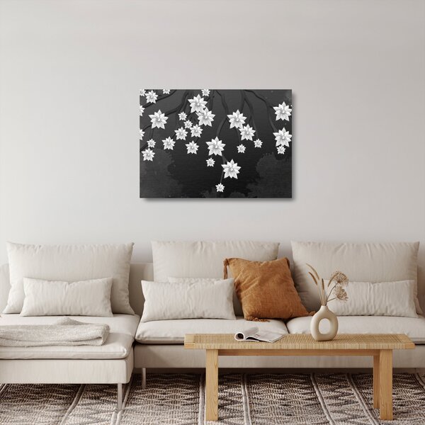 Skleněný obraz - Květy na větvích (70x50 cm)