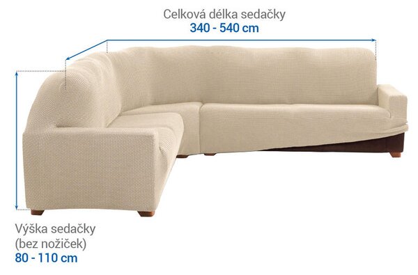 Super strečové potahy NIAGARA smetanová rohová sedačka (š. 340 - 540 cm)