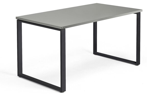 AJ Produkty Psací stůl QBUS, O-podnož, 1400x800 mm, černý rám, světle šedá