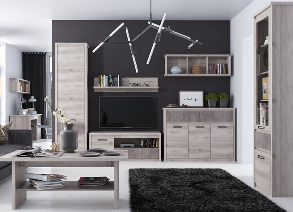 KONDELA Komoda 3D2S, kaštan nairobi/onyx, JESI NEW