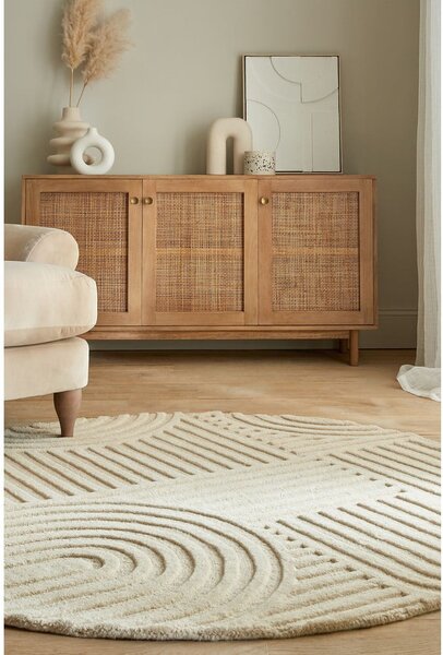 Béžový vlněný kulatý koberec ø 160 cm Zen Garden - Flair Rugs
