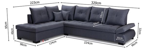 Rohová sedací souprava Lima (modrá) (L). Akce -21%