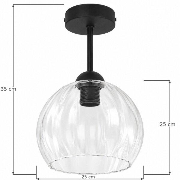 BRILAGI - LED Přisazený lustr RETRO GLASS 1xE27/60W/230V pr. 25 cm černá/čirá