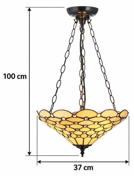 Endon 111884 - Lustr na řetězu Tiffany PEARL 3xE27/10W/230V pr. 37 cm