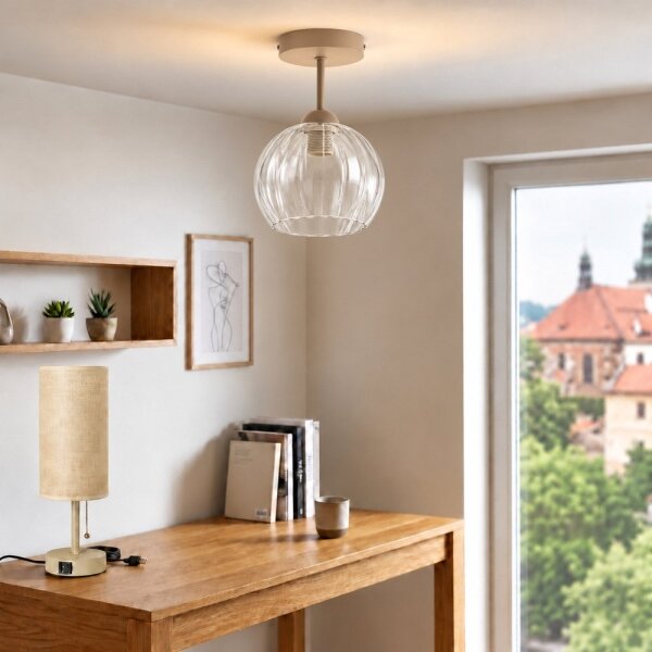 BRILAGI - LED Přisazený lustr RETRO GLASS 1xE27/60W/230V pr. 25 cm béžová/čirá