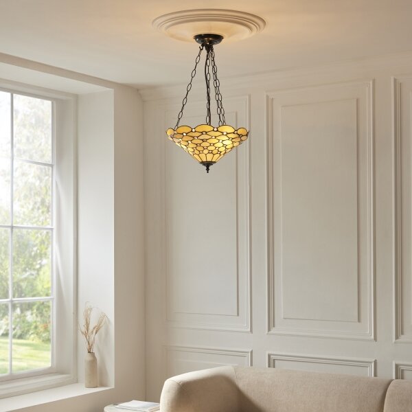 Endon 111884 - Lustr na řetězu Tiffany PEARL 3xE27/10W/230V pr. 37 cm