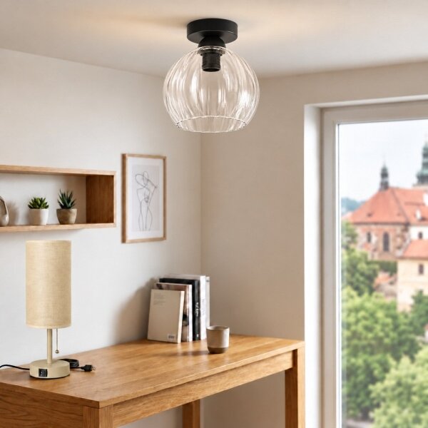 BRILAGI - LED Stropní svítidlo RETRO GLASS 1xE27/60W/230V pr. 25 cm černá/čirá