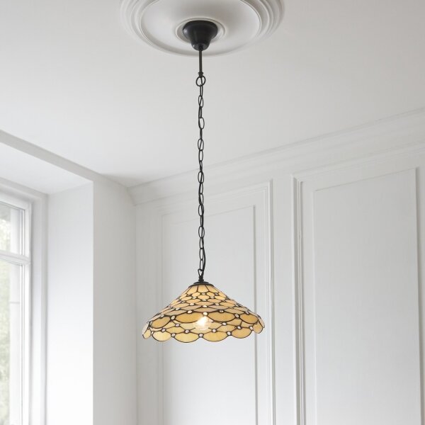 Endon 112226 - Lustr na řetězu Tiffany PEARL 1xE27/10W/230V pr. 45 cm