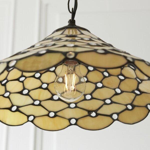 Endon 112226 - Lustr na řetězu Tiffany PEARL 1xE27/10W/230V pr. 45 cm
