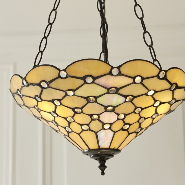 Endon 111884 - Lustr na řetězu Tiffany PEARL 3xE27/10W/230V pr. 37 cm