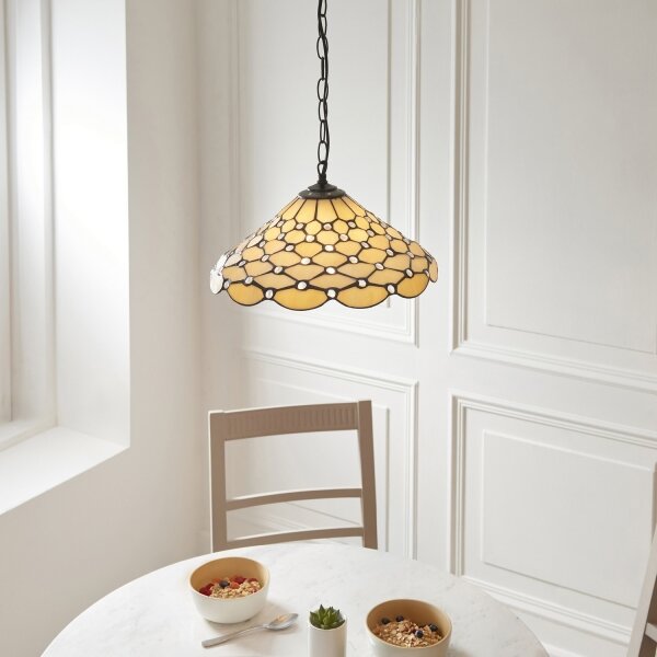 Endon 112226 - Lustr na řetězu Tiffany PEARL 1xE27/10W/230V pr. 45 cm