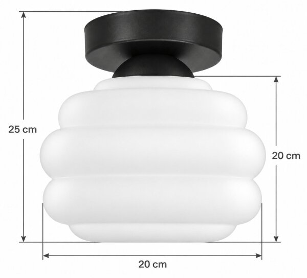 BRILAGI - LED Stropní svítidlo RETRO GLASS 1xE27/60W/230V pr. 20 cm černá/bílá