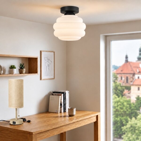 BRILAGI - LED Stropní svítidlo RETRO GLASS 1xE27/60W/230V pr. 20 cm černá/bílá