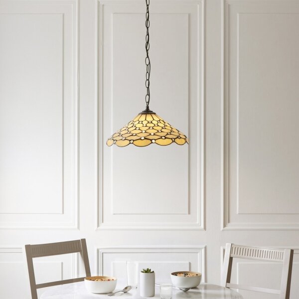 Endon 112226 - Lustr na řetězu Tiffany PEARL 1xE27/10W/230V pr. 45 cm