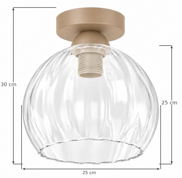 BRILAGI - LED Stropní svítidlo RETRO GLASS 1xE27/60W/230V pr. 25 cm béžová/čirá