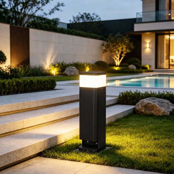 BRILAGI - Venkovní lampa se 2 zásuvkami SCHUKO PILLAR 1xG9/11W/230V IP44 černá