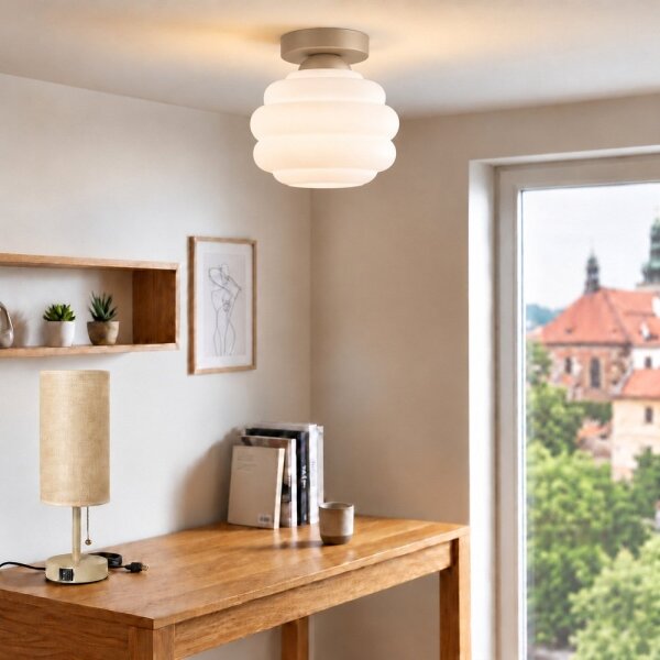BRILAGI - LED Stropní svítidlo RETRO GLASS 1xE27/60W/230V pr. 20 cm béžová/bílá