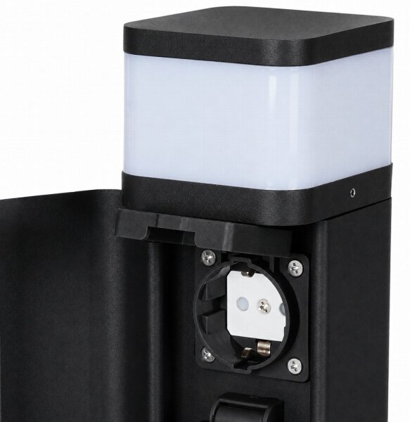 BRILAGI - Venkovní lampa se 2 zásuvkami SCHUKO PILLAR 1xG9/11W/230V IP44 černá