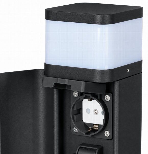 BRILAGI - Venkovní lampa se 2 zásuvkami SCHUKO PILLAR 1xG9/11W/230V IP44 černá