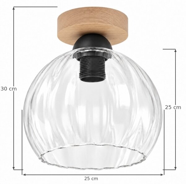 BRILAGI - LED Stropní svítidlo RETRO GLASS 1xE27/60W/230V pr. 25 cm dub/čirá