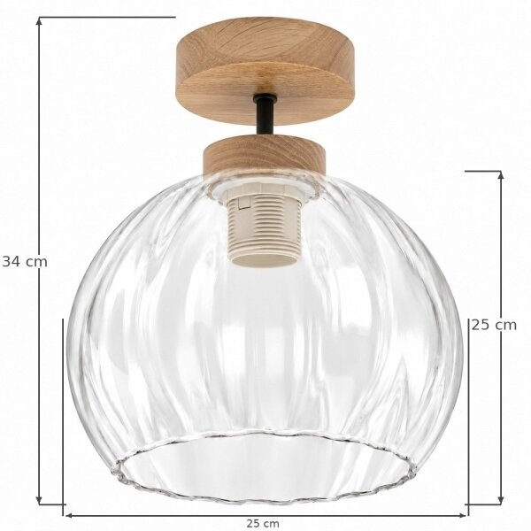 BRILAGI - LED Přisazený lustr RETRO GLASS 1xE27/60W/230V pr. 25 cm dub/čirá