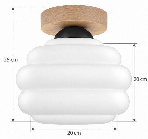 BRILAGI - LED Stropní svítidlo RETRO GLASS 1xE27/60W/230V pr. 20 cm dub/bílá