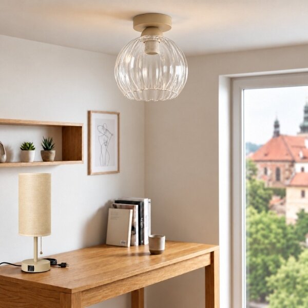 BRILAGI - LED Stropní svítidlo RETRO GLASS 1xE27/60W/230V pr. 25 cm béžová/čirá