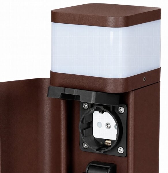 BRILAGI - Venkovní lampa se 2 zásuvkami SCHUKO PILLAR 1xG9/11W/230V IP44 hnědá