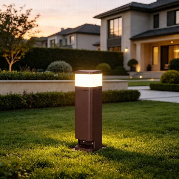 BRILAGI - Venkovní lampa se 2 zásuvkami SCHUKO PILLAR 1xG9/11W/230V IP44 hnědá