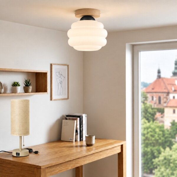BRILAGI - LED Stropní svítidlo RETRO GLASS 1xE27/60W/230V pr. 20 cm dub/bílá
