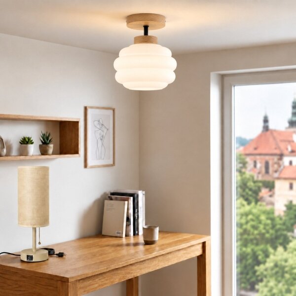 BRILAGI - LED Přisazený lustr RETRO GLASS 1xE27/60W/230V pr. 20 cm dub/bílá