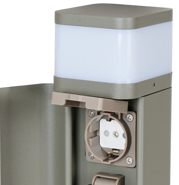 BRILAGI - Venkovní lampa se 2 zásuvkami SCHUKO PILLAR 1xG9/11W/230V IP44 šedá