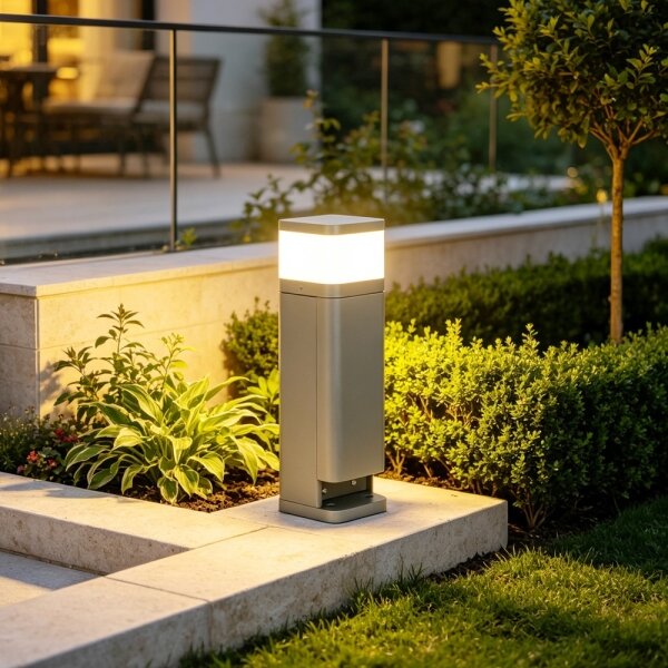 BRILAGI - Venkovní lampa se 2 zásuvkami SCHUKO PILLAR 1xG9/11W/230V IP44 šedá