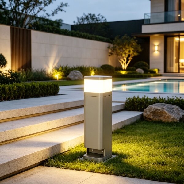 BRILAGI - Venkovní lampa se 2 zásuvkami SCHUKO PILLAR 1xG9/11W/230V IP44 šedá