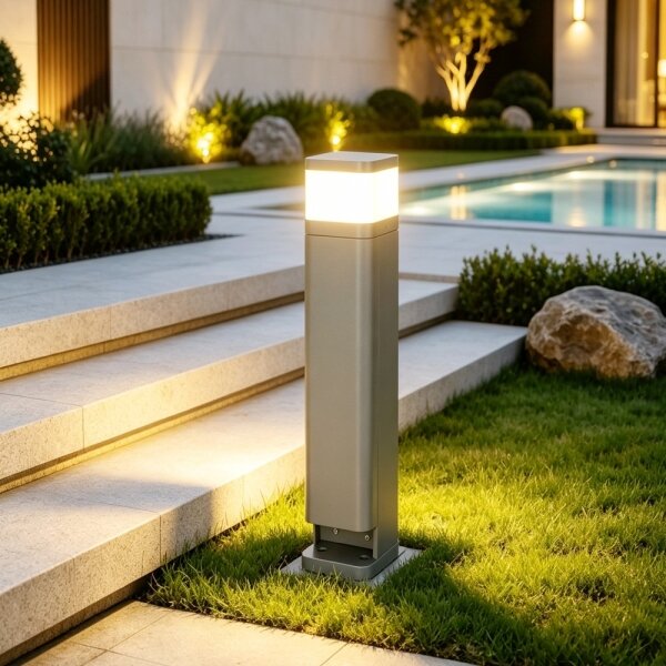 BRILAGI - Venkovní lampa se 2 zásuvkami SCHUKO PILLAR 1xG9/11W/230V IP44 šedá