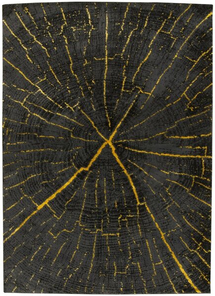 Makro Abra Moderní kusový koberec FESTIVAL 2642A Pařez stromu černý žlutý Rozměr: 180x270 cm