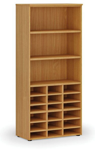 Třídicí regál PRIMO WOOD, 800 x 420 x 1781 mm, 18 přihrádek, buk