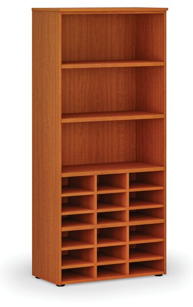 Třídicí regál PRIMO WOOD, 800 x 420 x 1781 mm, 18 přihrádek, třešeň