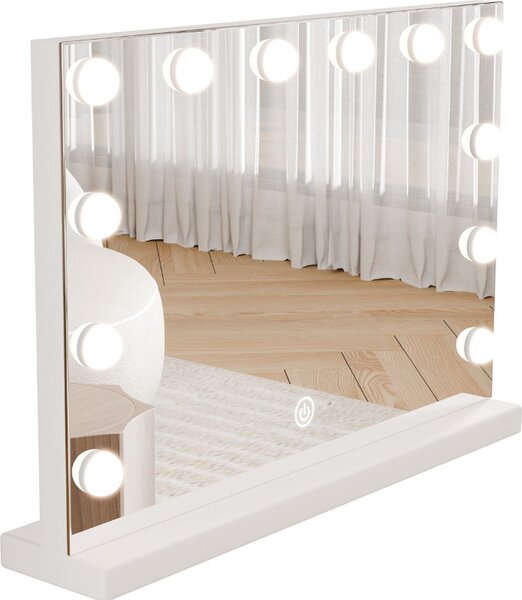 SensaHome Vanity Mirror Pro – Hollywoodské kosmetické zrcadlo s 12 stmívatelnými LED lampami, 3 světelné režimy, 46 × 58 cm – bílé
