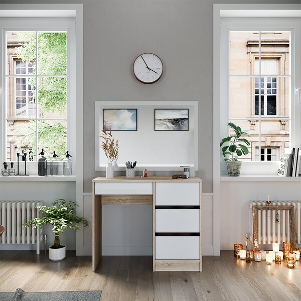 Toaletní stolek Vicco Sherry Sonoma 90 cm se 4 zásuvkami, Model 40829