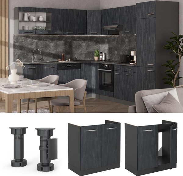 Skříňka pod dřez Vicco R-Line Černý beton 80 cm PD Antracit, Model 47479